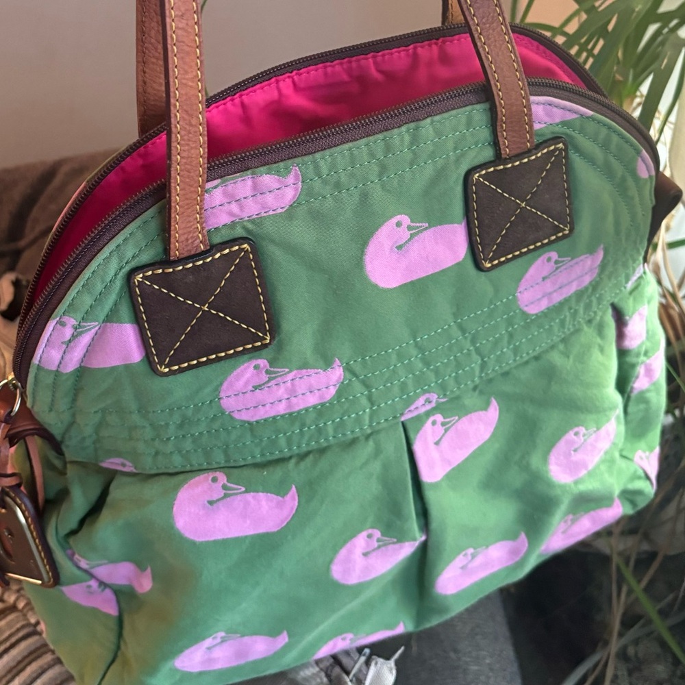 RARE🔥Authentic DOONEY & BOURKE Leather/cotton Duck print Satchel/Shoulder bag - Picture 11 of 16